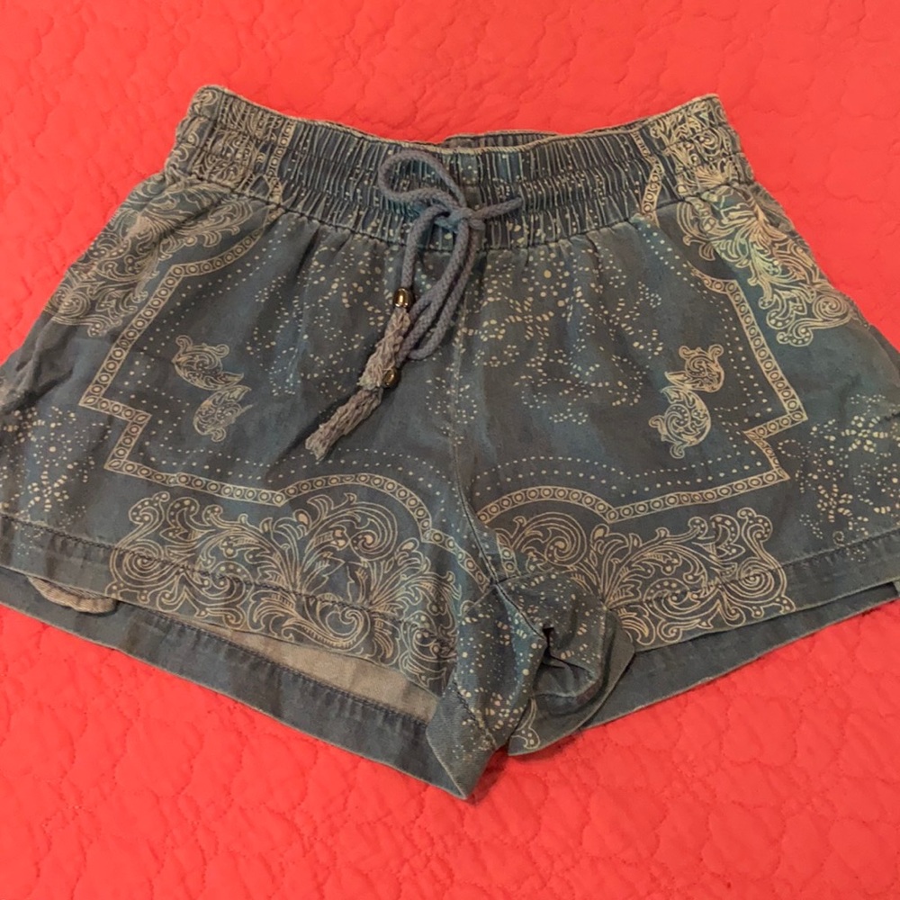 Denim printed shorts